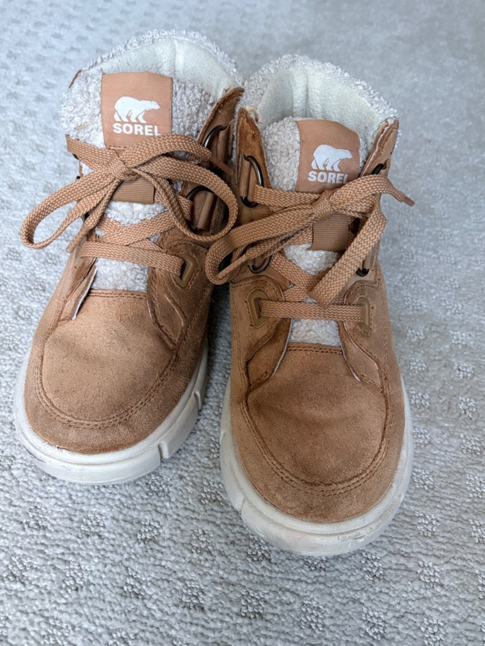 Sorel Explorer III NW Lace Up Waterproof Womens Boot Tawny Buff/Sea Salt Size 5